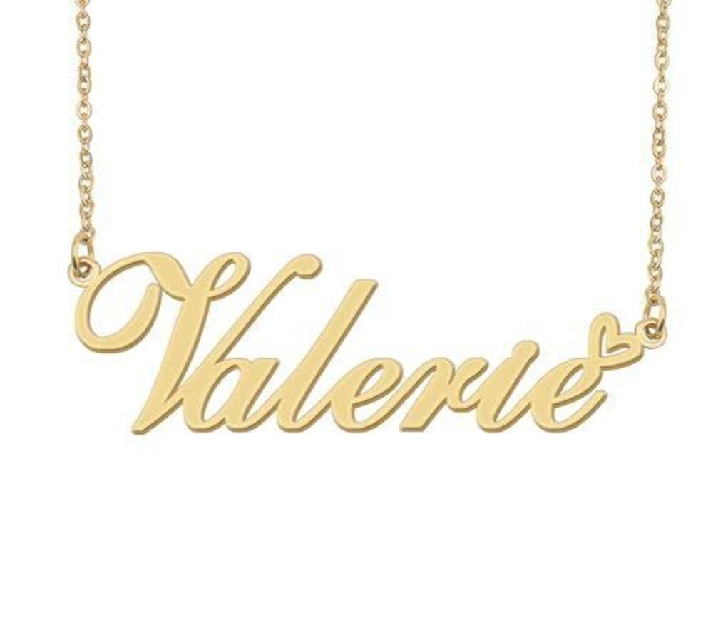 5105 Valerie Name Necklace Heart Charm Pendant 18k Gold Plated Stainless